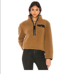 Pistola Zoey Zip pullover camel fleece faux shearling Size Small Revolve EUC
